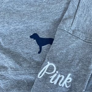 PINK Grey Oversized Long-Sleeve Tee